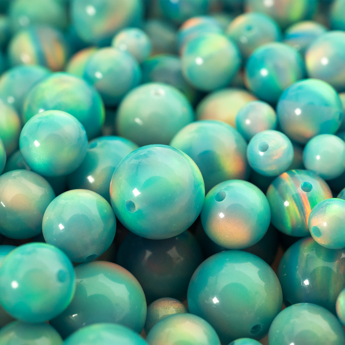 Blue Glow - Faceted Glow-In-The-Dark Plastic Beads, Choose A Size