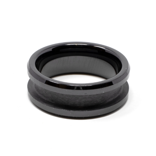 Ring Blank/Core - Black Ceramic Ring - 8mm Wide 4mm Channel for