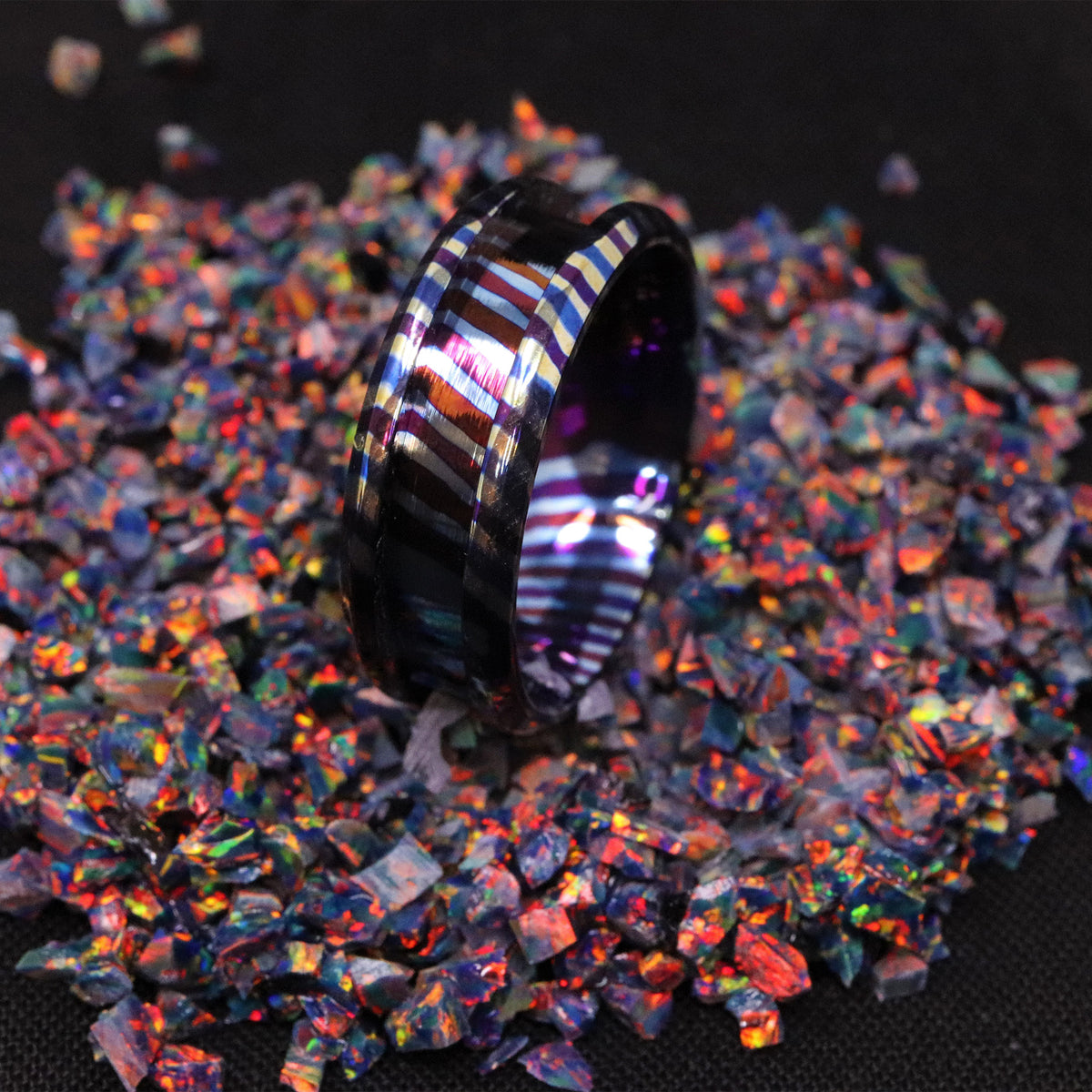 Tri-color Timascus ring blanks,4~13 size, Titanium ring, men's