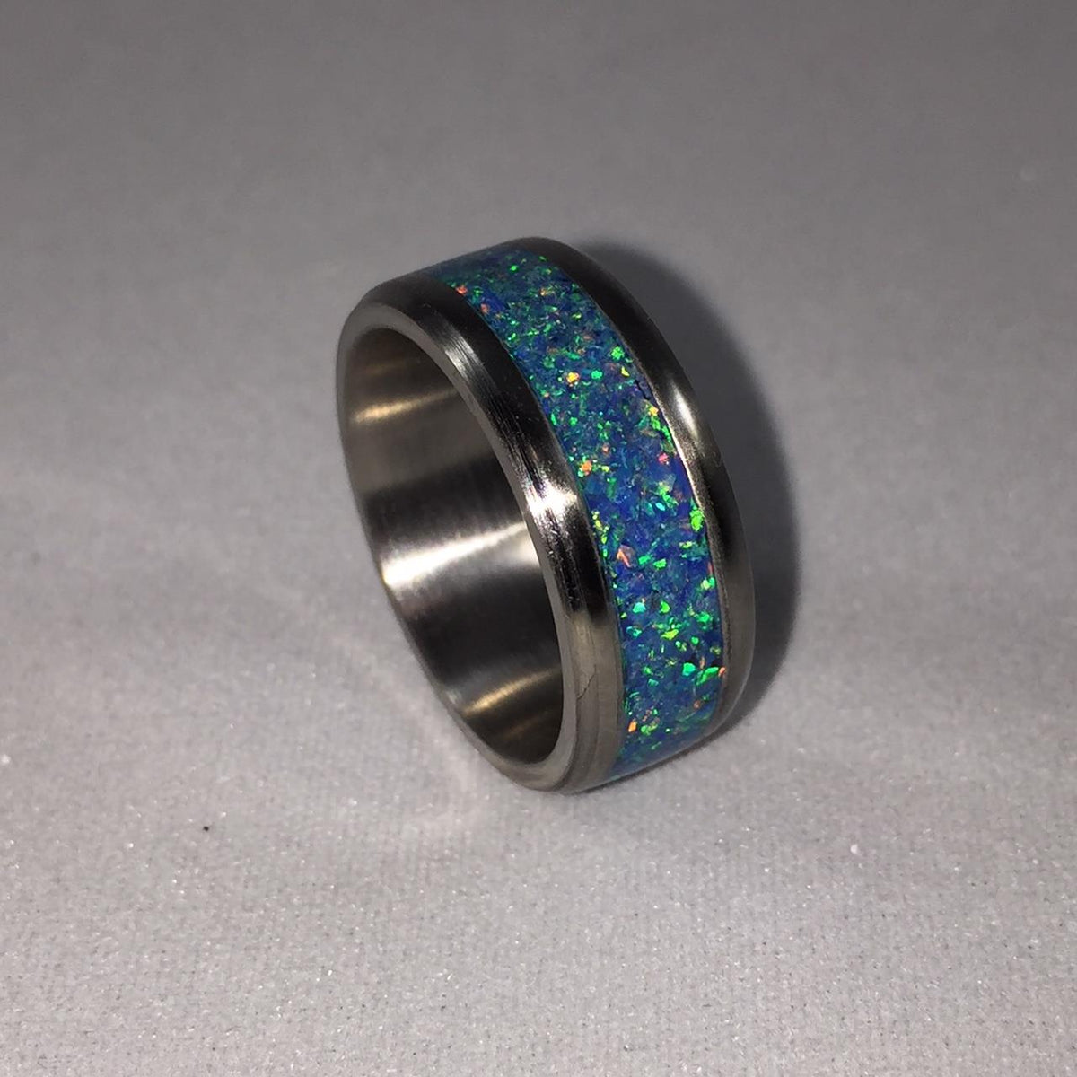 How to Make a Titanium Engagement Ring with Crushed Opal Inlay – The ...