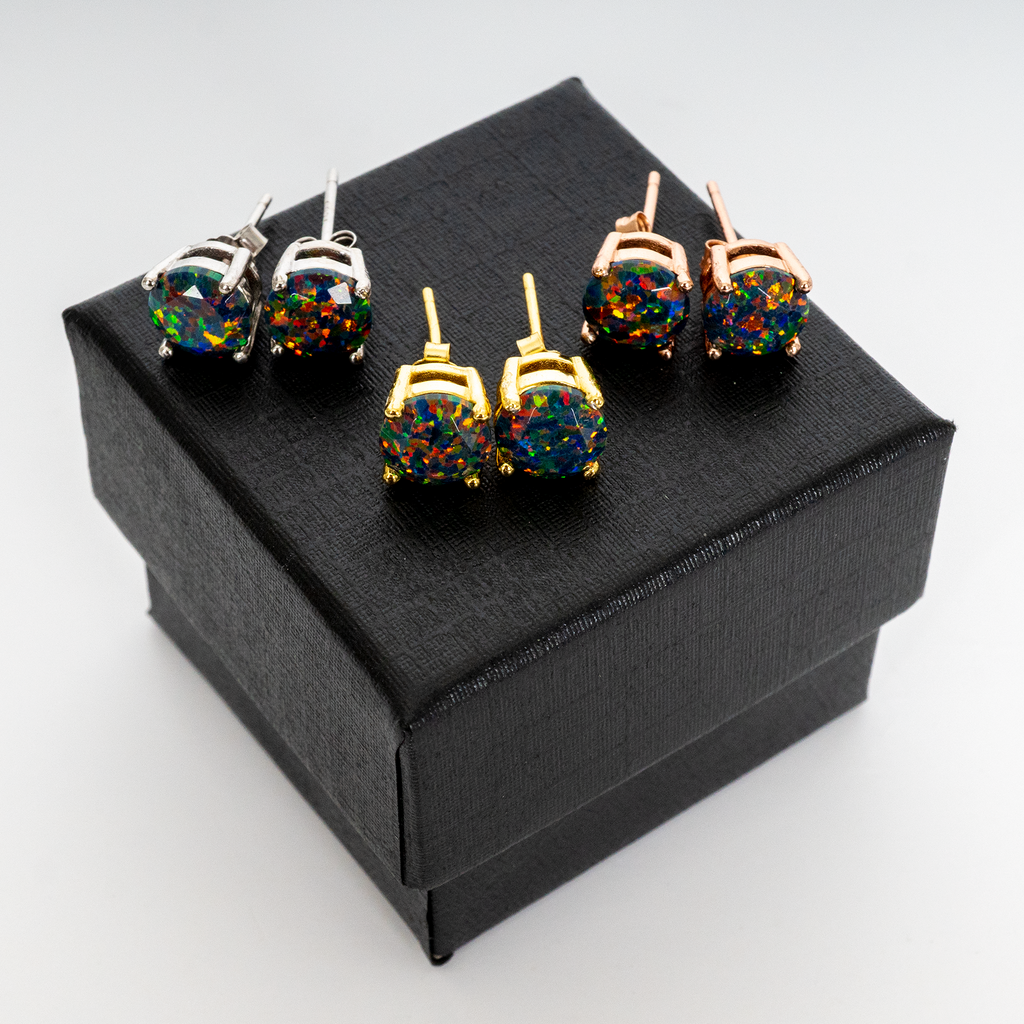 Dyan Empress Oval Blue Sapphire and Australian Opal Earrings in 20K   Reinstein Ross