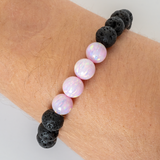 Cherry Blossom Opal & Lava Stone Beaded Bracelet