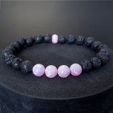 Cherry Blossom Opal & Lava Stone Beaded Bracelet