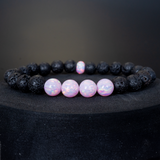 Cherry Blossom Opal & Lava Stone Beaded Bracelet