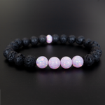 Cherry Blossom Opal & Lava Stone Beaded Bracelet