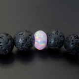 Cherry Blossom Opal & Lava Stone Beaded Bracelet