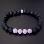 Cherry Blossom Opal & Lava Stone Beaded Bracelet