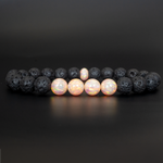 Peach Fuzz Opal & Lava Stone Beaded Bracelet - New Design