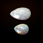 Pearl White Faceted Pear Cut Opal Cabochon