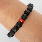 Ruby Red Opal & Lava Stone Beaded Bracelet - New Design