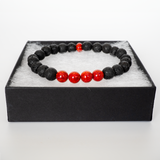 Ruby Red Opal & Lava Stone Beaded Bracelet - New Design