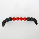 Ruby Red Opal & Lava Stone Beaded Bracelet - New Design