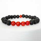 Ruby Red Opal & Lava Stone Beaded Bracelet - New Design