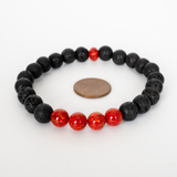 Ruby Red Opal & Lava Stone Beaded Bracelet - New Design