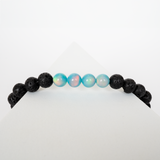 Teal Rainbow Opalescence & Lava Stone Beaded Bracelet - New Design