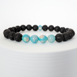 Teal Rainbow Opalescence & Lava Stone Beaded Bracelet - New Design