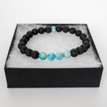 Teal Rainbow Opalescence & Lava Stone Beaded Bracelet - New Design