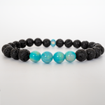 Teal Rainbow Opalescence & Lava Stone Beaded Bracelet - New Design