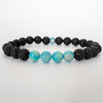 Teal Rainbow Opalescence & Lava Stone Beaded Bracelet - New Design