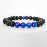 Twilight Opalescence & Lava Stone Beaded Bracelet - New Design