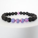 Ultra Violet Opal & Lava Stone Beaded Bracelet - New Design